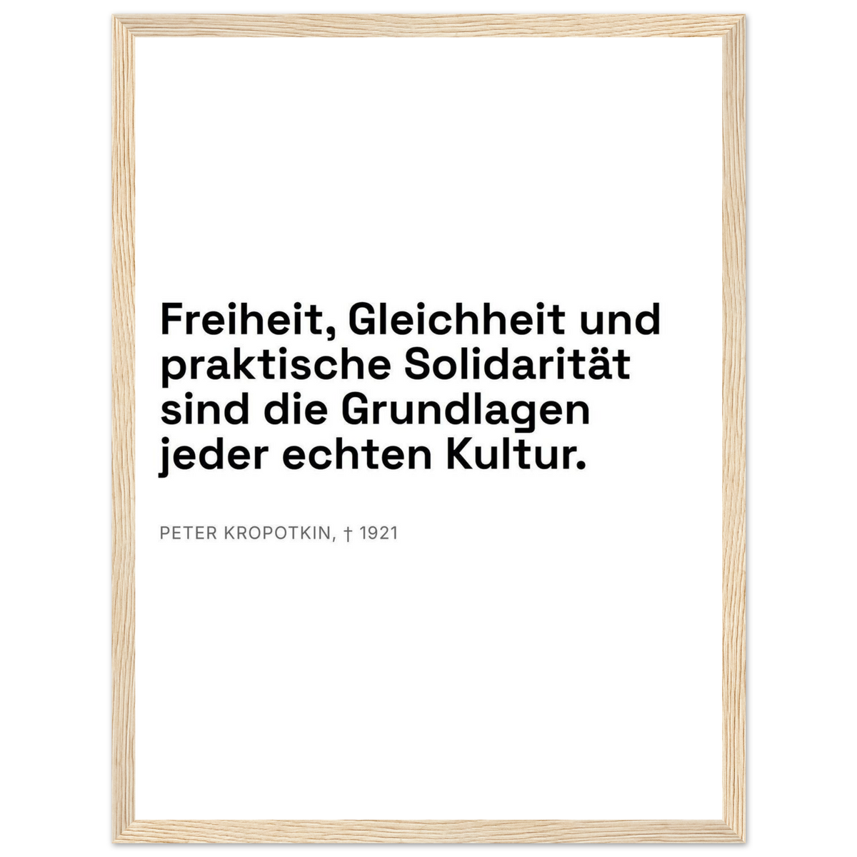 Kroponkins Dunkle Wege – Typografie auf Leinwand (Klassisches Poster mit Holzrahmen) [Swiss-Weiß]