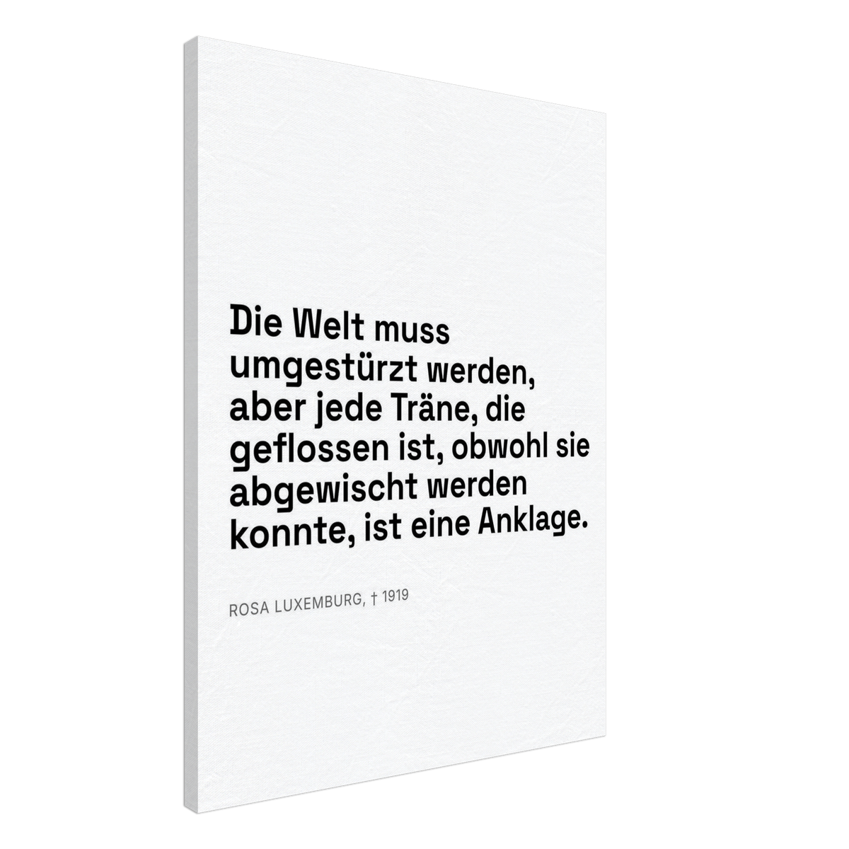 Rosa-Luxemburgs Worte in Schweizer Weiss – Motiv 1 (Leinwand)