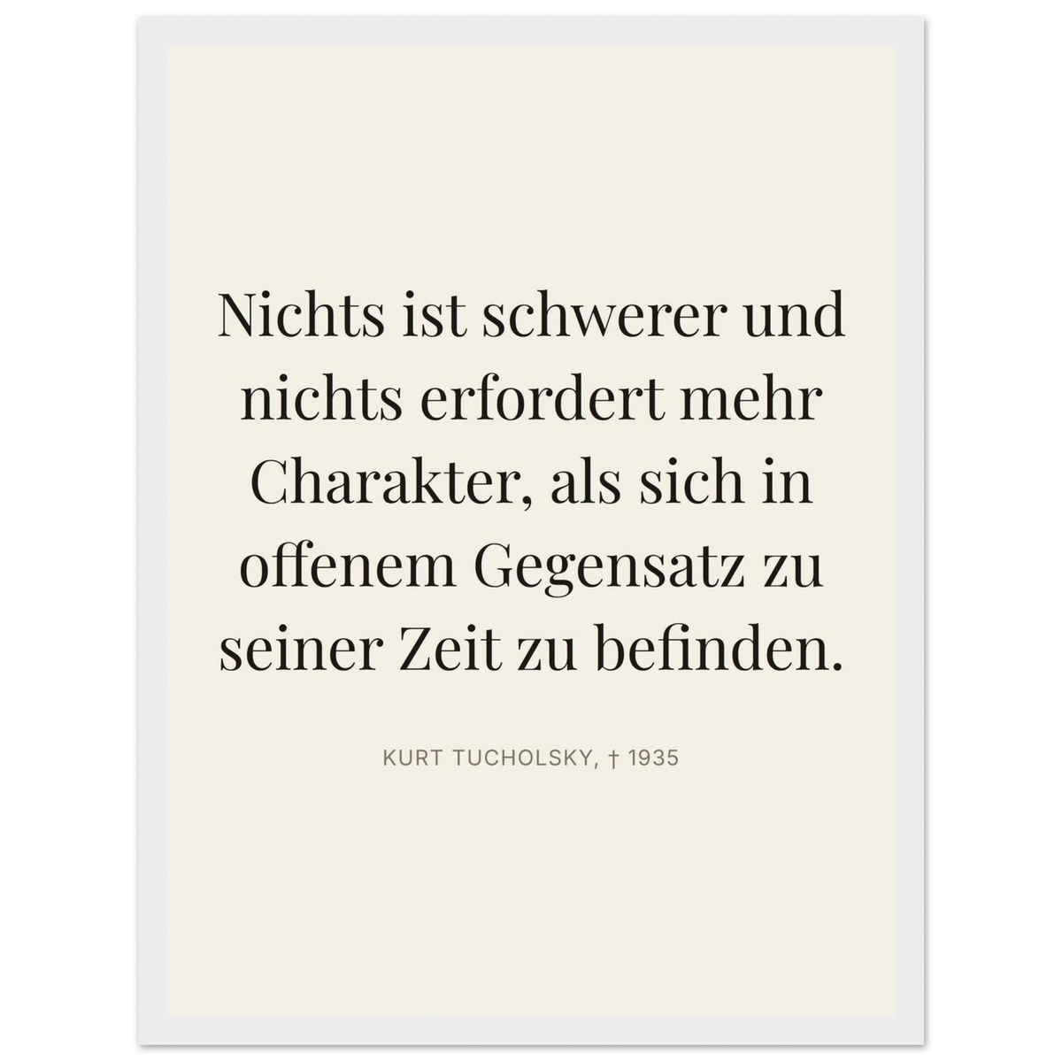 Tuchs Verzweiflung im Schweizer Weiss (Klassisches Poster mit Holzrahmen) [Editorial-Beige]