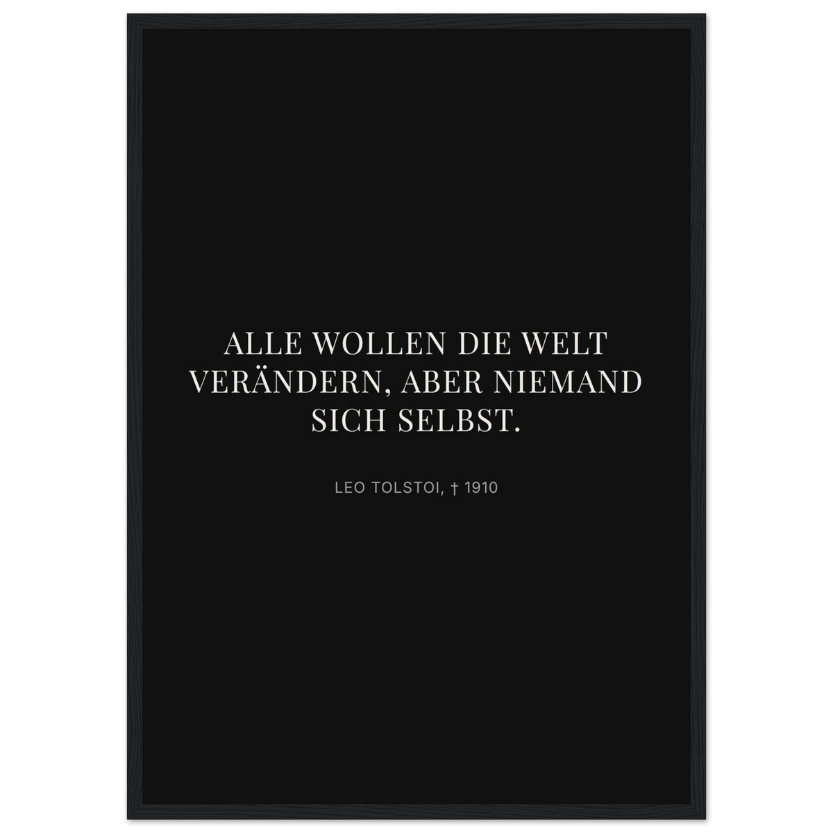Leo Tolskis Selbstentdeckung in Dunkelschrift – Motiv 2 (Klassisches Poster mit Holzrahmen)