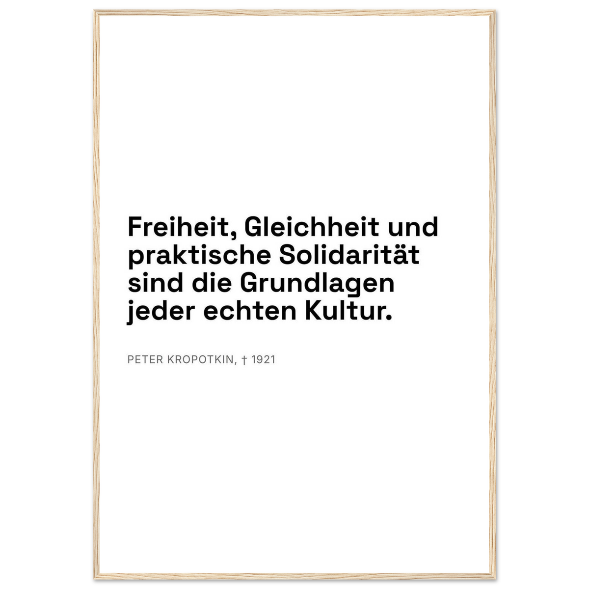 Kroponkins Dunkle Wege – Typografie auf Leinwand (Klassisches Poster mit Holzrahmen) [Swiss-Weiß]