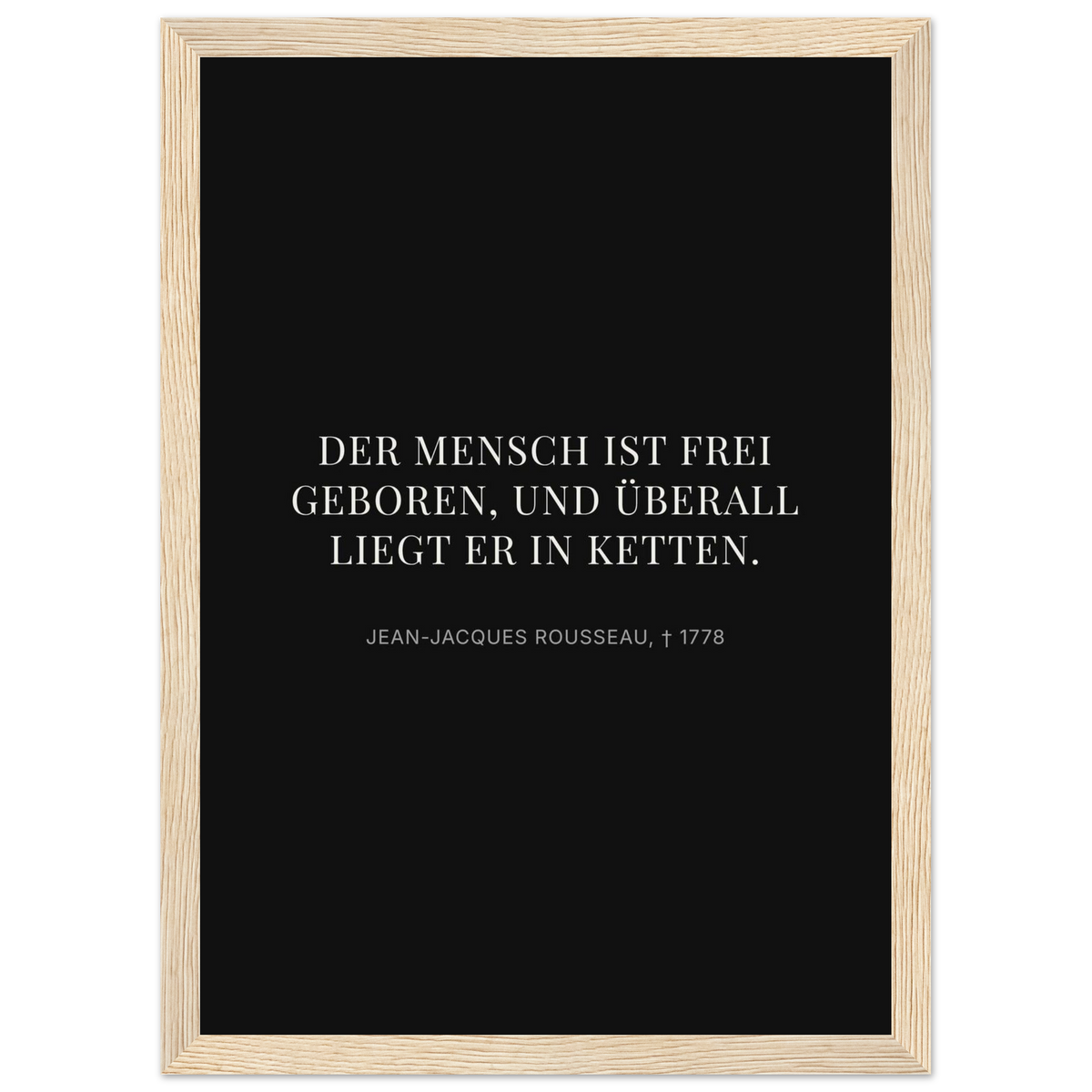 Freiheit im Dunkeln - Typografisches Zitat auf Leinwand (Klassisches Poster mit Holzrahmen)