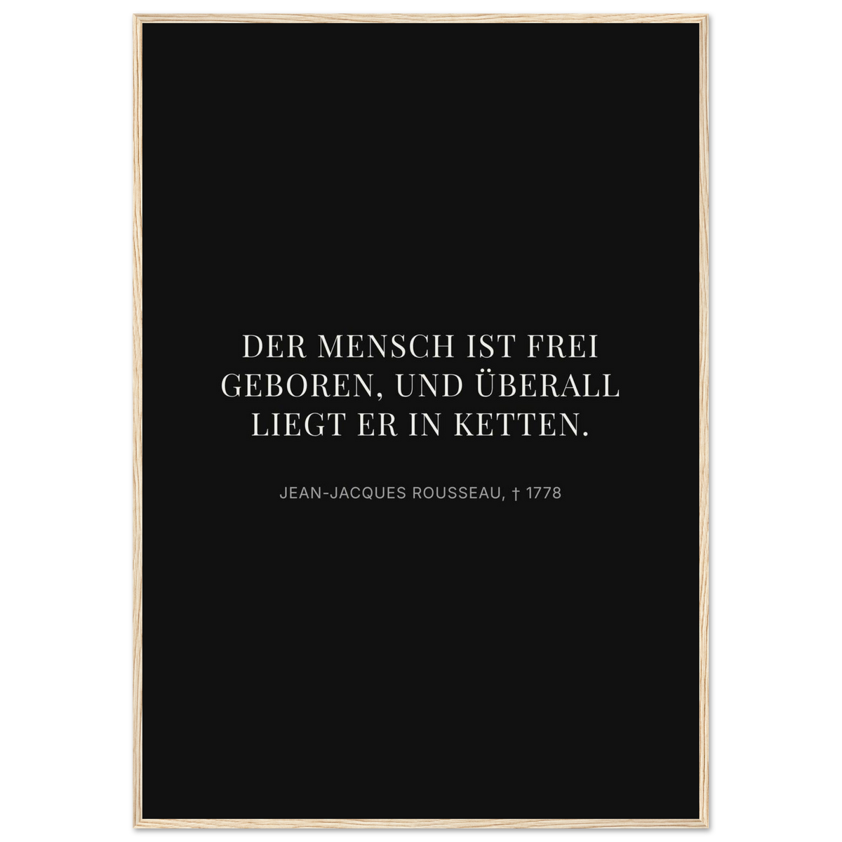 Freiheit im Dunkeln - Typografisches Zitat auf Leinwand (Klassisches Poster mit Holzrahmen)