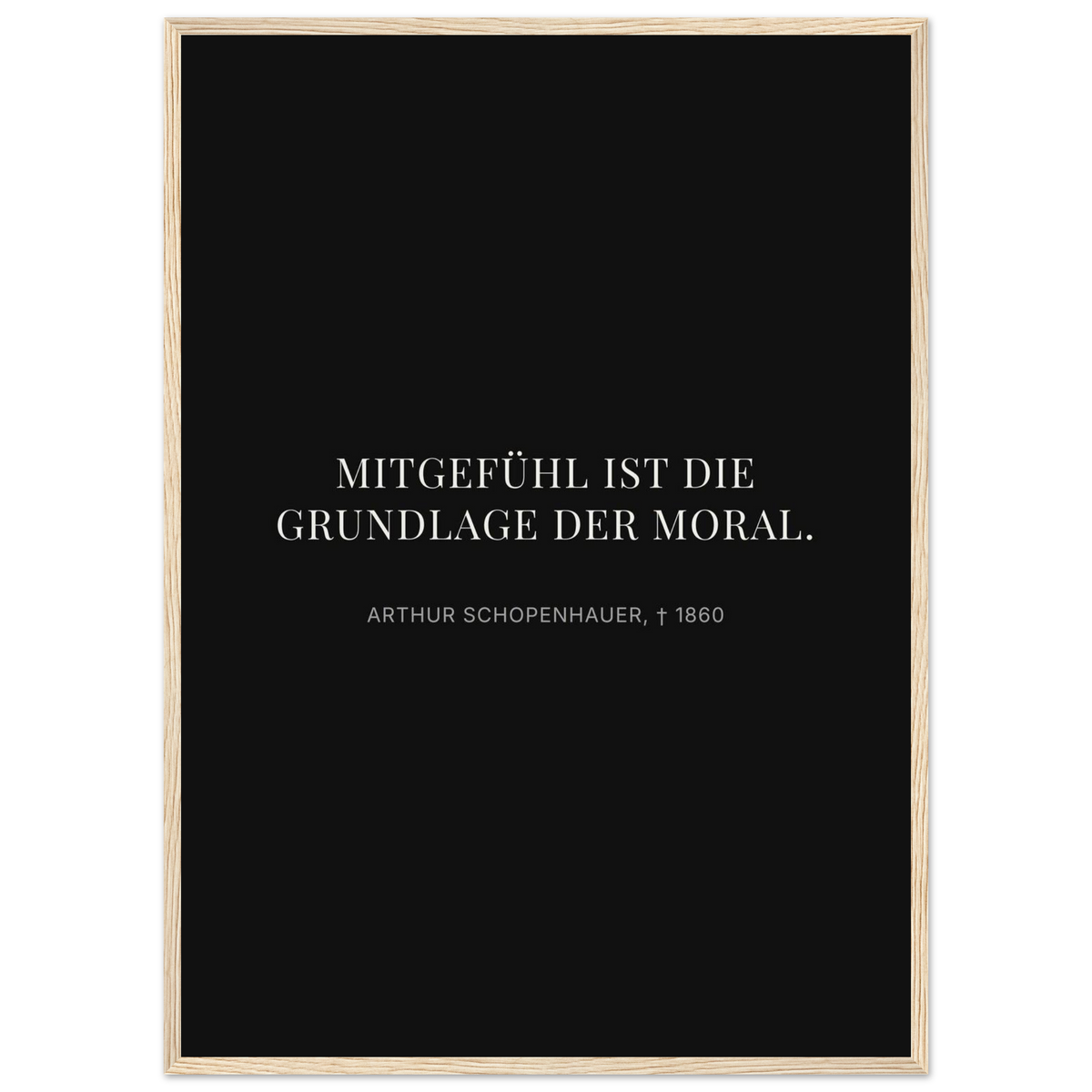 Schwarze Buchstaben auf cremeweißer Leinwand (Klassisches Poster mit Holzrahmen) [Display-Dunkel]