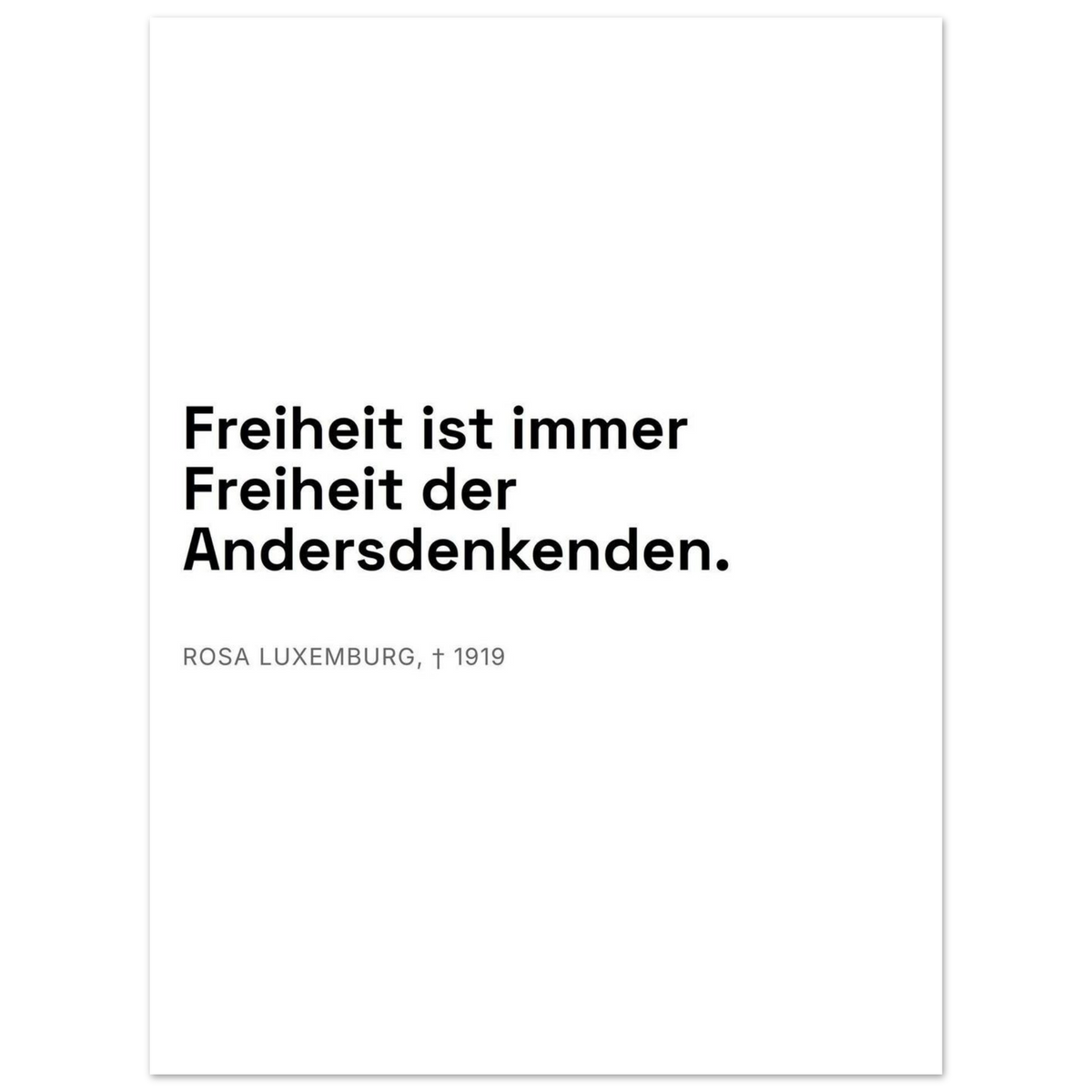 Rosa-Luxemburgs-Worte in Schweizer Weiss – Motiv 2 (Premium Poster auf mattem Papier)