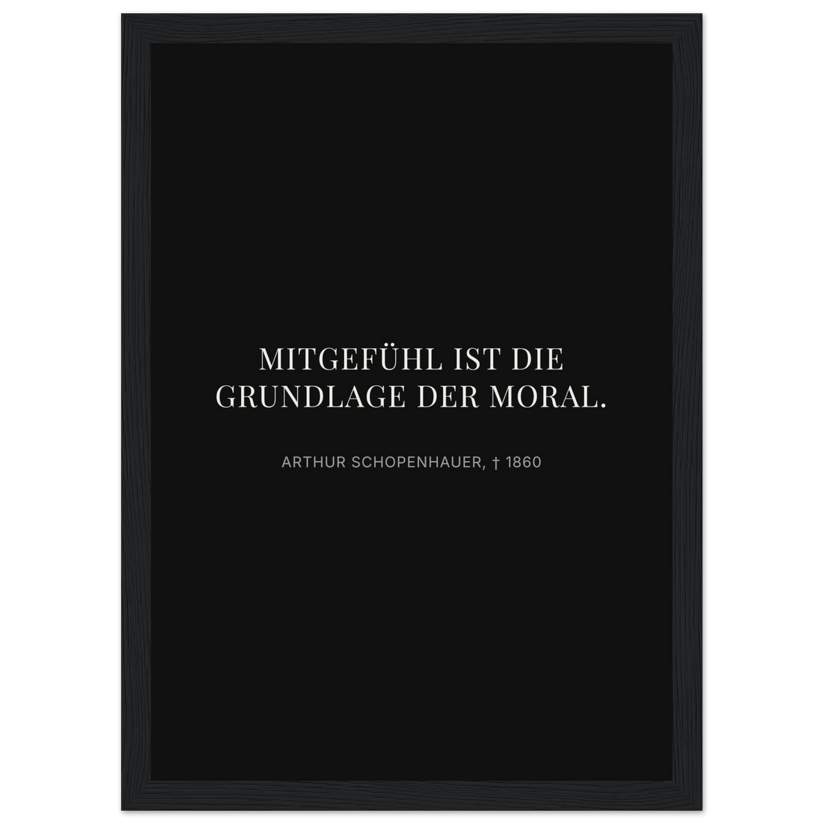 Schwarze Buchstaben auf cremeweißer Leinwand (Klassisches Poster mit Holzrahmen) [Display-Dunkel]