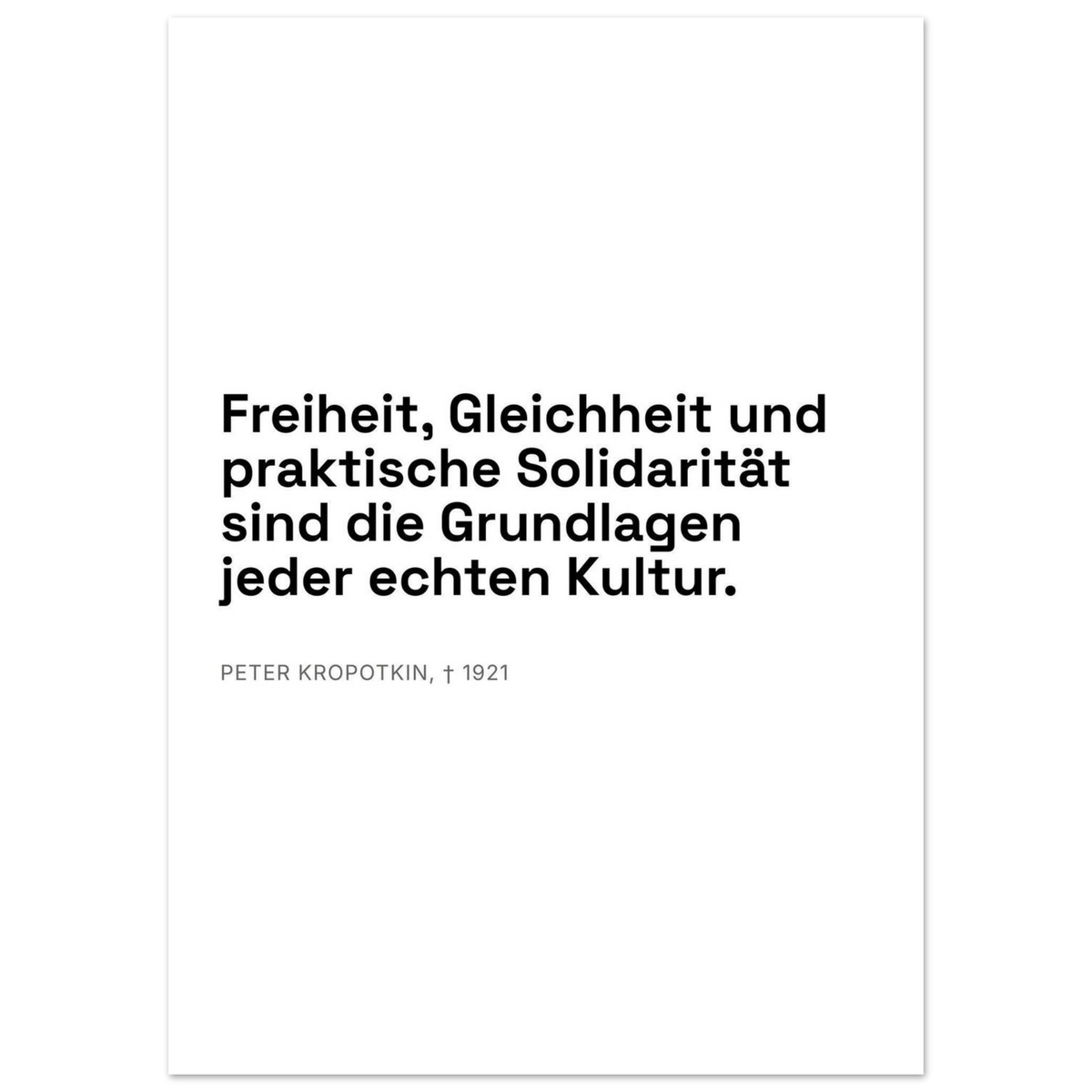 Kroponkins Dunkle Wege – Typografie auf Leinwand (Premium Poster auf mattem Papier) [Swiss-Weiß]