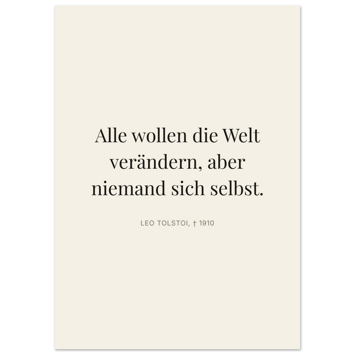 Leo Tolskis Selbstentdeckung in Dunkelschrift (Premium Poster auf mattem Papier) [Editorial-Beige]