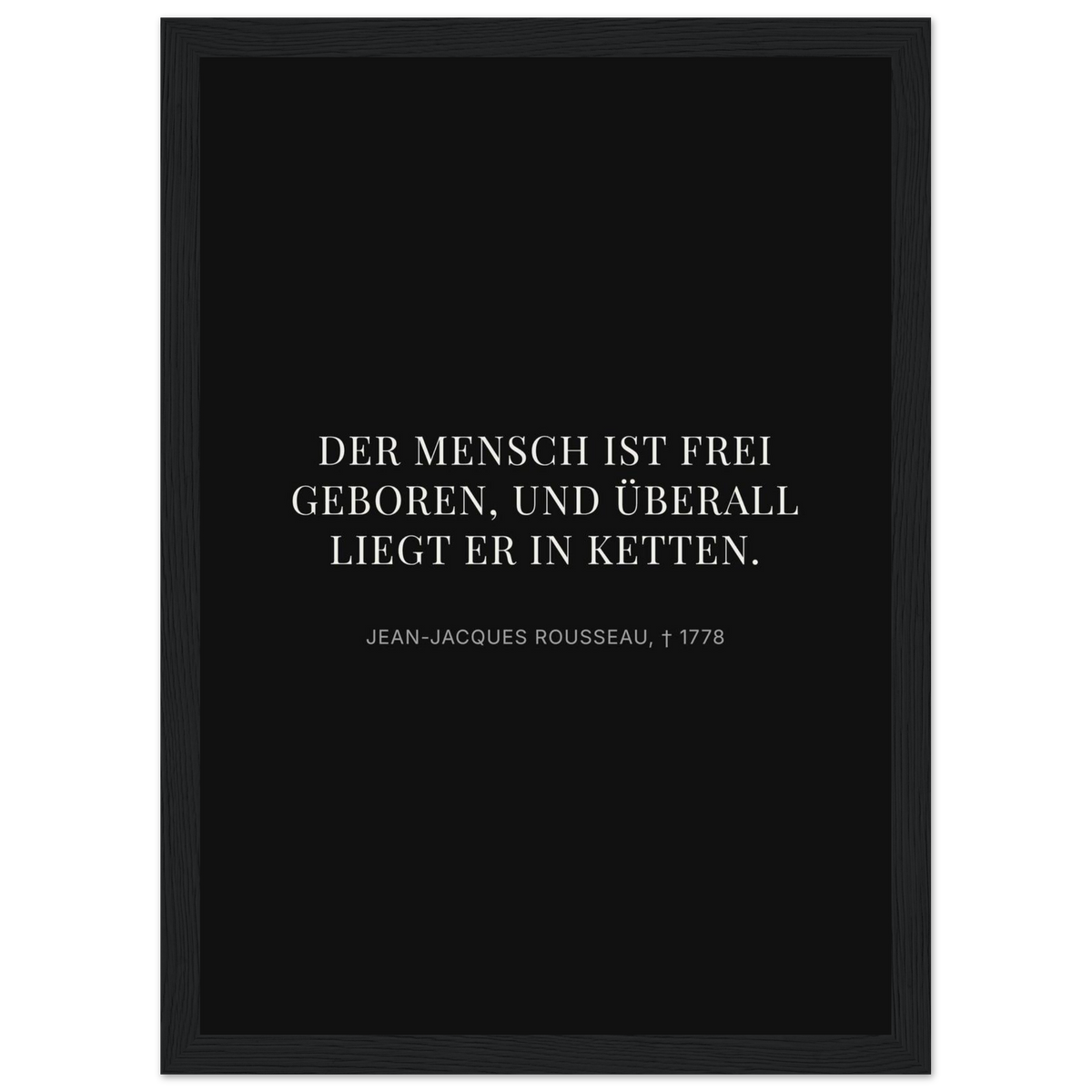 Freiheit im Dunkeln - Typografisches Zitat auf Leinwand (Klassisches Poster mit Holzrahmen)