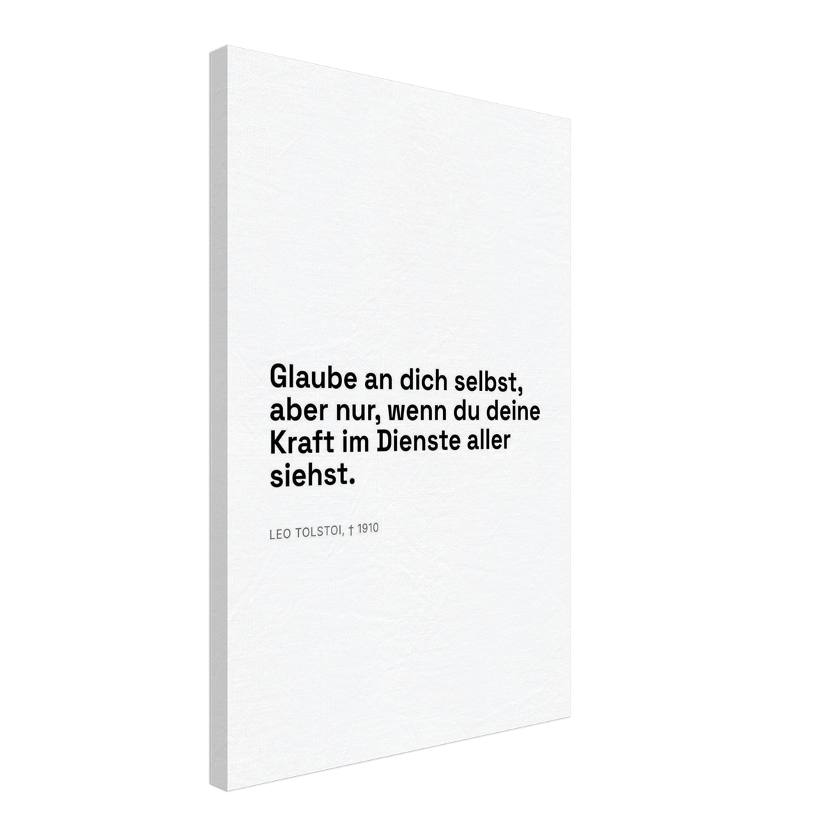 Leo Tolskis Glauben in Schweizer Weiss (Leinwand)