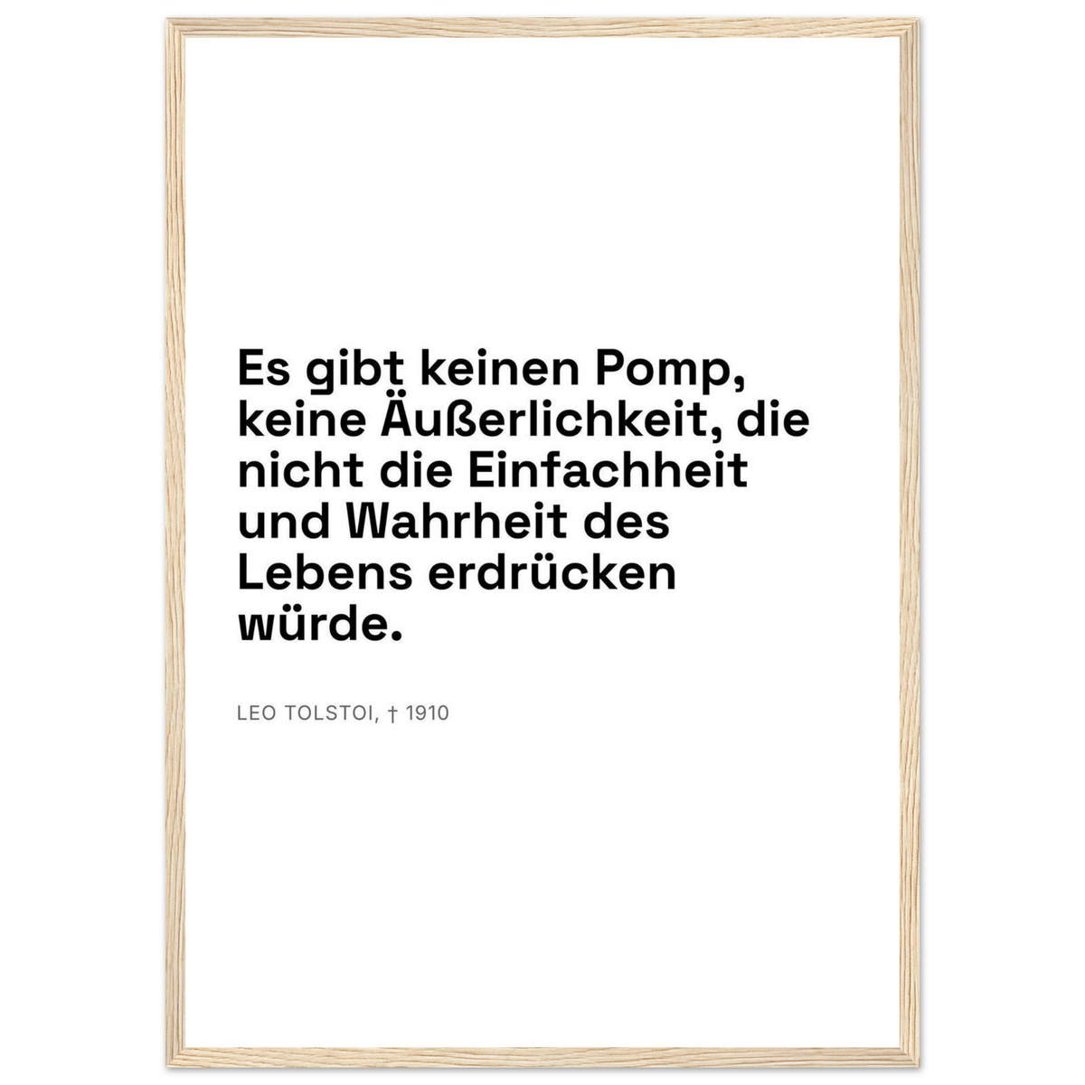Leo Tolskis Glaube im Schweizer Weiss – Motiv 3 (Klassisches Poster mit Holzrahmen)