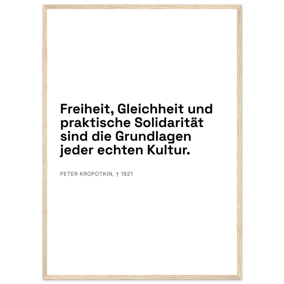 Kroponkins Dunkle Wege – Typografie auf Leinwand (Klassisches Poster mit Holzrahmen) [Swiss-Weiß]