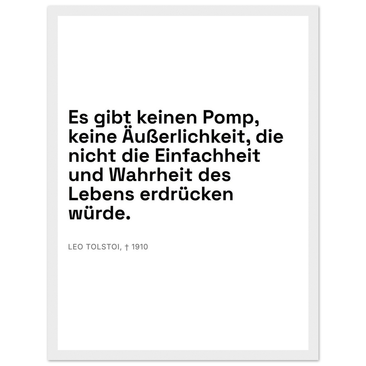 Leo Tolskis Glaube im Schweizer Weiss – Motiv 3 (Klassisches Poster mit Holzrahmen)