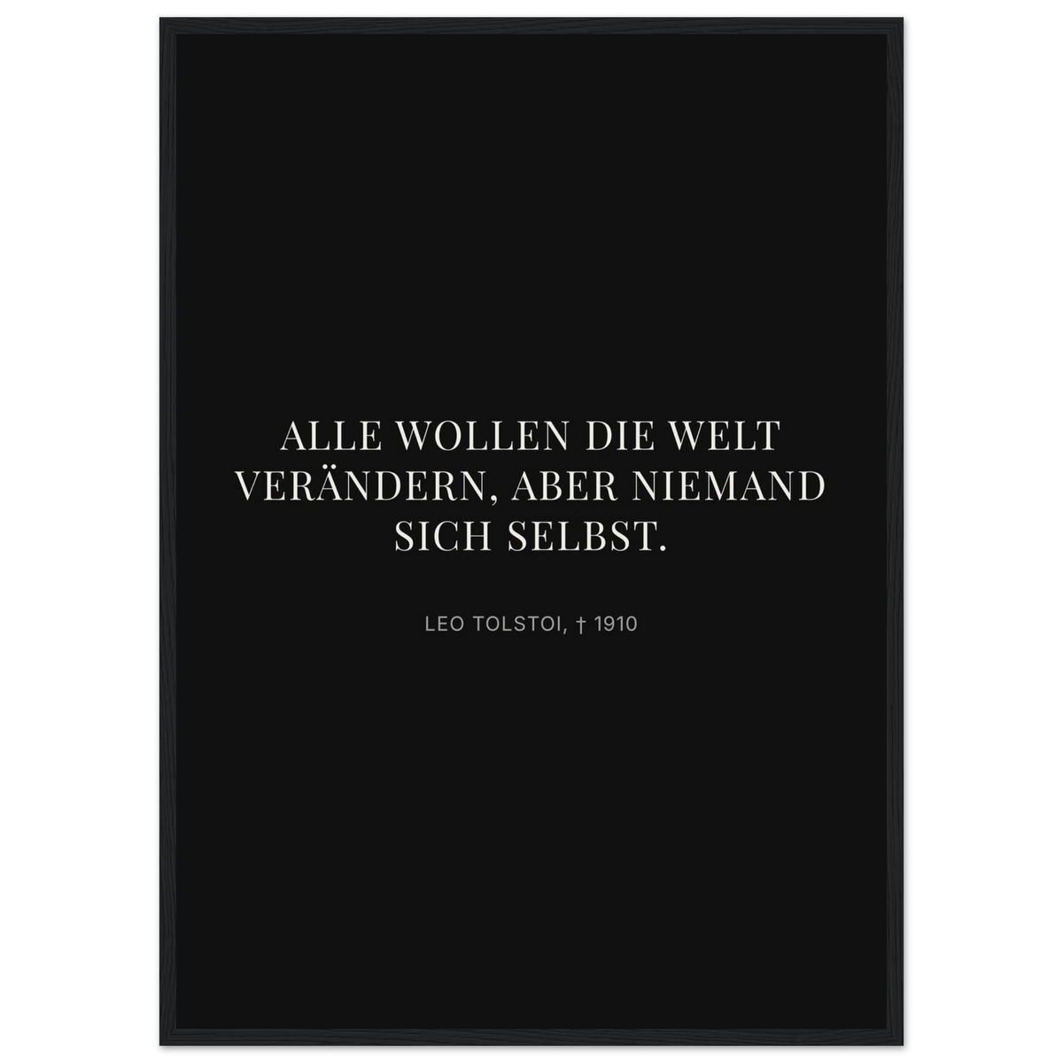 Leo Tolskis Selbstentdeckung in Dunkelschrift – Motiv 2 (Klassisches Poster mit Holzrahmen)