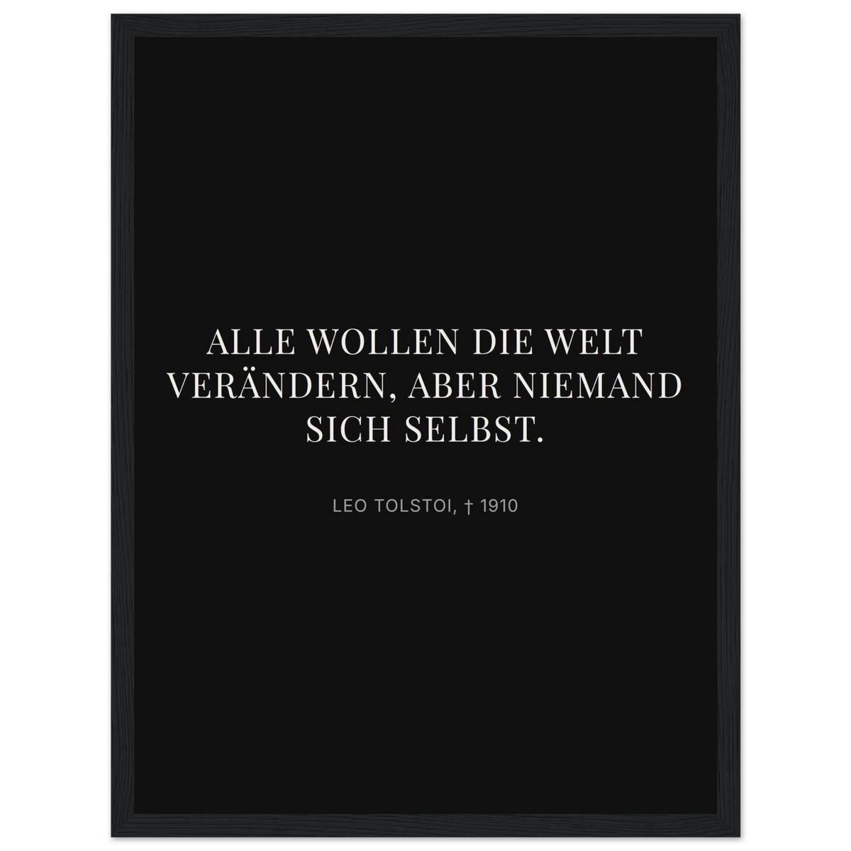 Leo Tolskis Selbstentdeckung in Dunkelschrift – Motiv 2 (Klassisches Poster mit Holzrahmen)