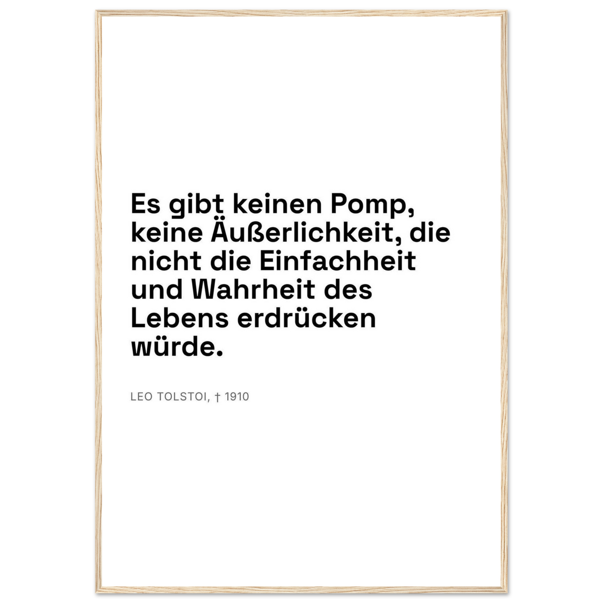 Leo Tolskis Glaube im Schweizer Weiss – Motiv 3 (Klassisches Poster mit Holzrahmen)