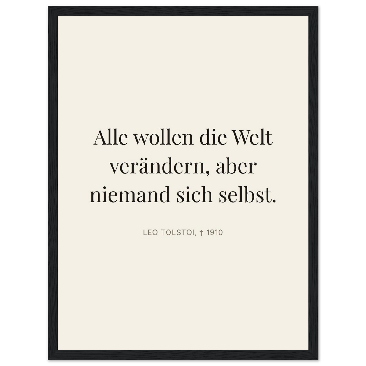 Leo Tolskis Selbstentdeckung in Dunkelschrift (Klassisches Poster mit Holzrahmen) [Editorial-Beige]