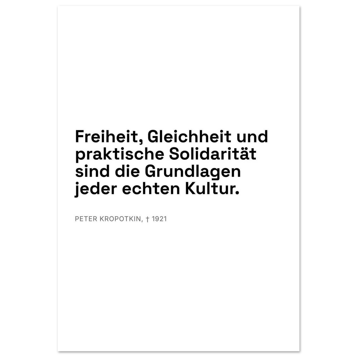 Kroponkins Dunkle Wege – Typografie auf Leinwand (Premium Poster auf mattem Papier) [Swiss-Weiß]