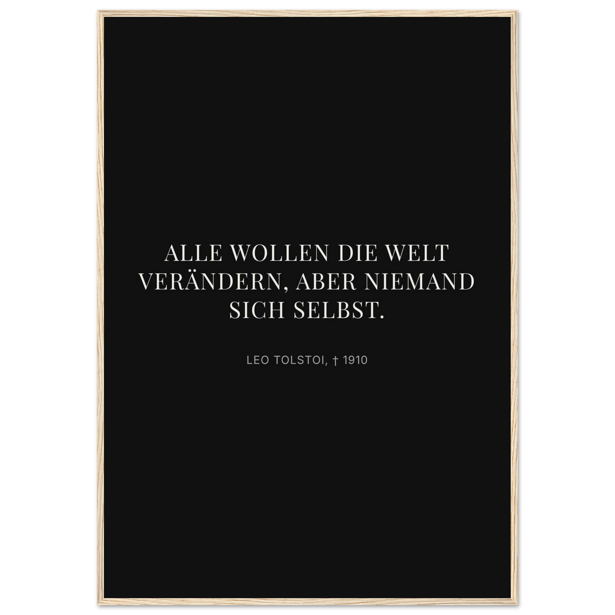 Leo Tolskis Selbstentdeckung in Dunkelschrift – Motiv 2 (Klassisches Poster mit Holzrahmen)