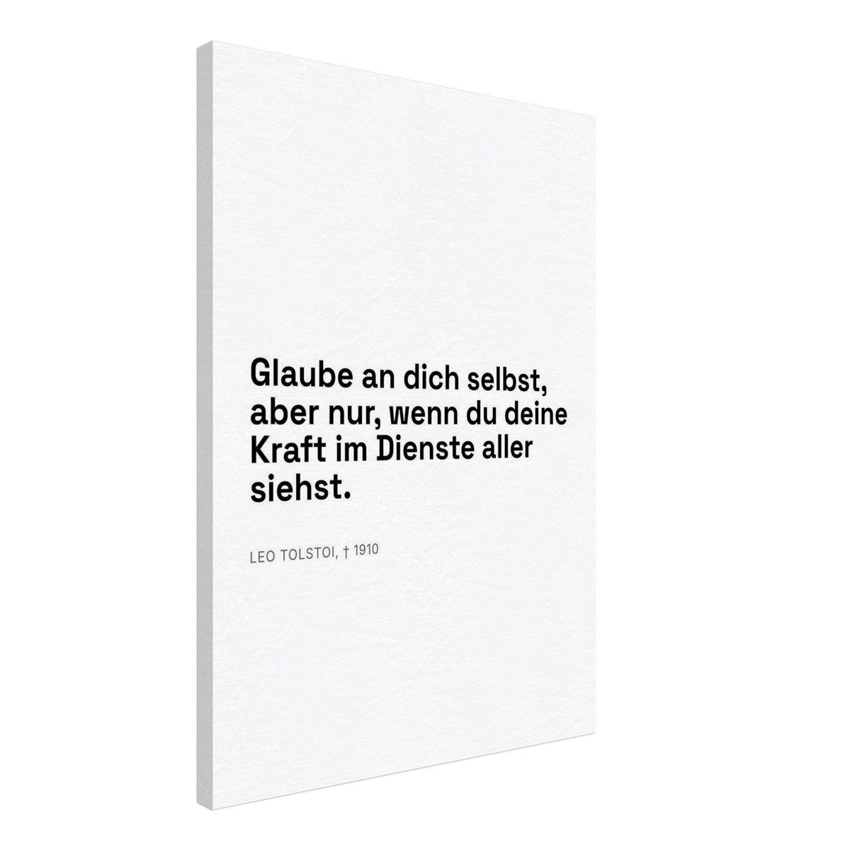 Leo Tolskis Glauben in Schweizer Weiss (Leinwand)