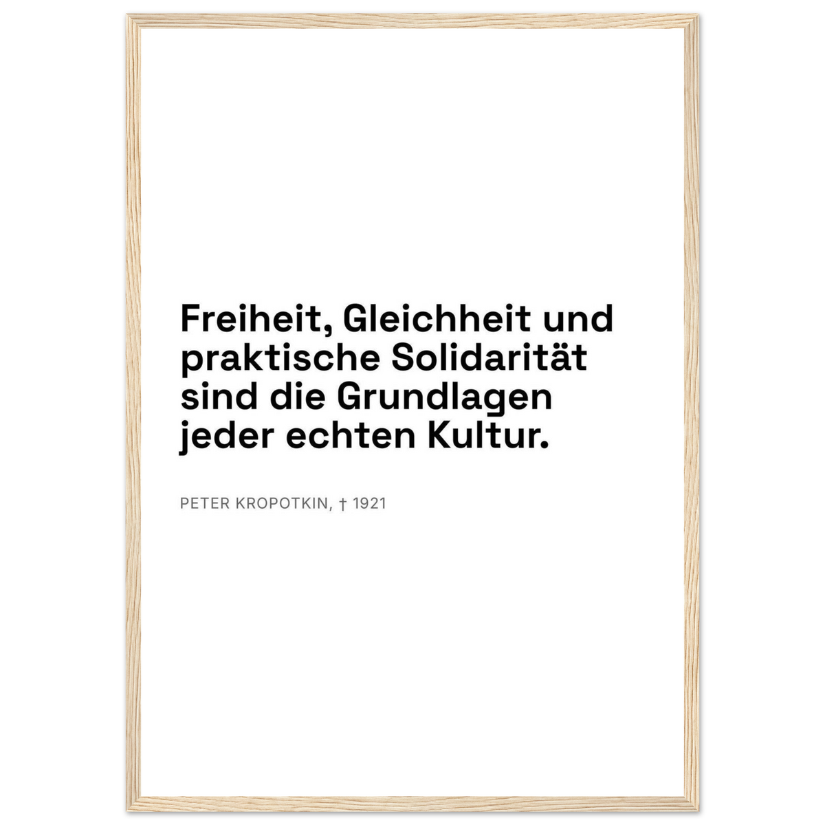 Kroponkins Dunkle Wege – Typografie auf Leinwand (Klassisches Poster mit Holzrahmen) [Swiss-Weiß]