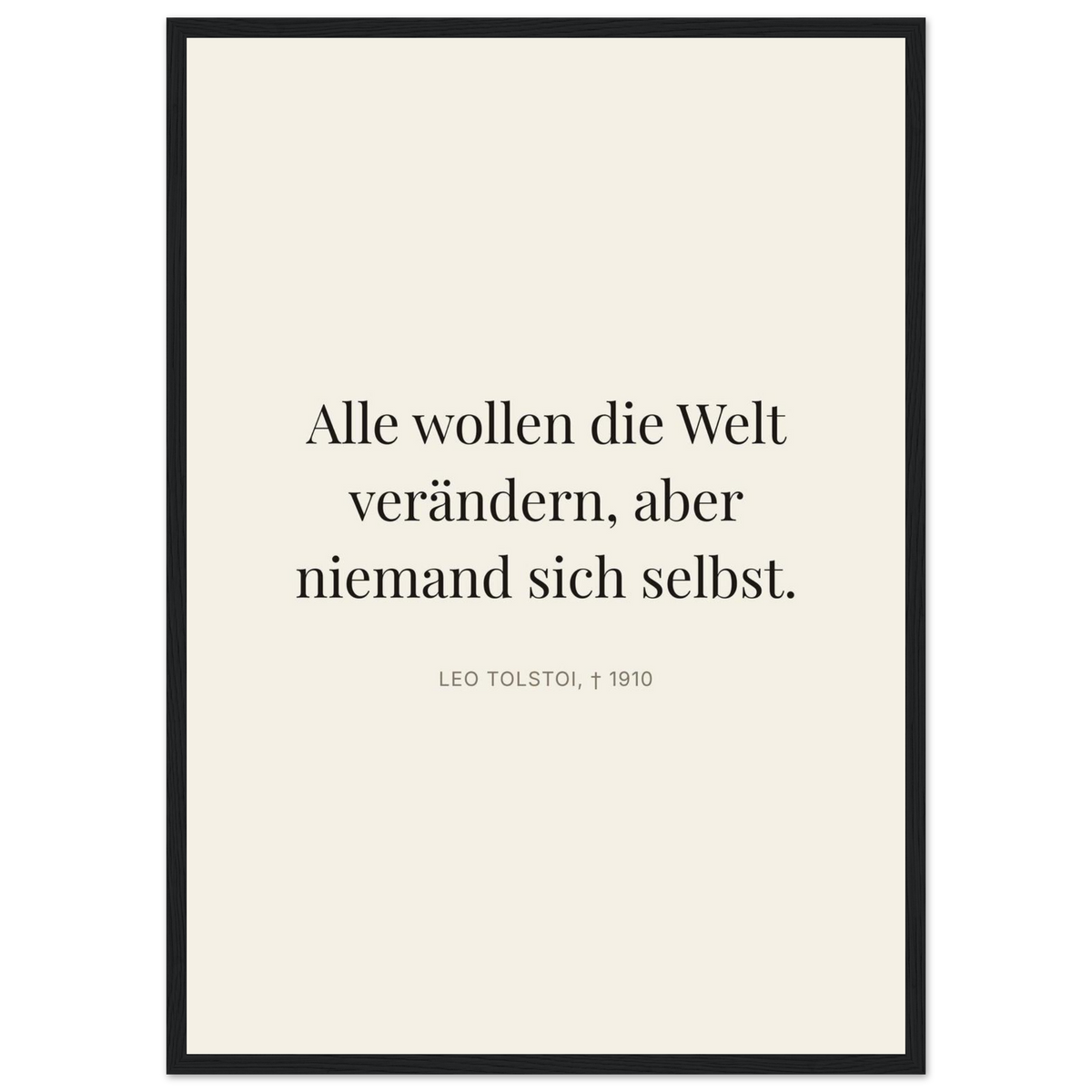 Leo Tolskis Selbstentdeckung in Dunkelschrift (Klassisches Poster mit Holzrahmen) [Editorial-Beige]