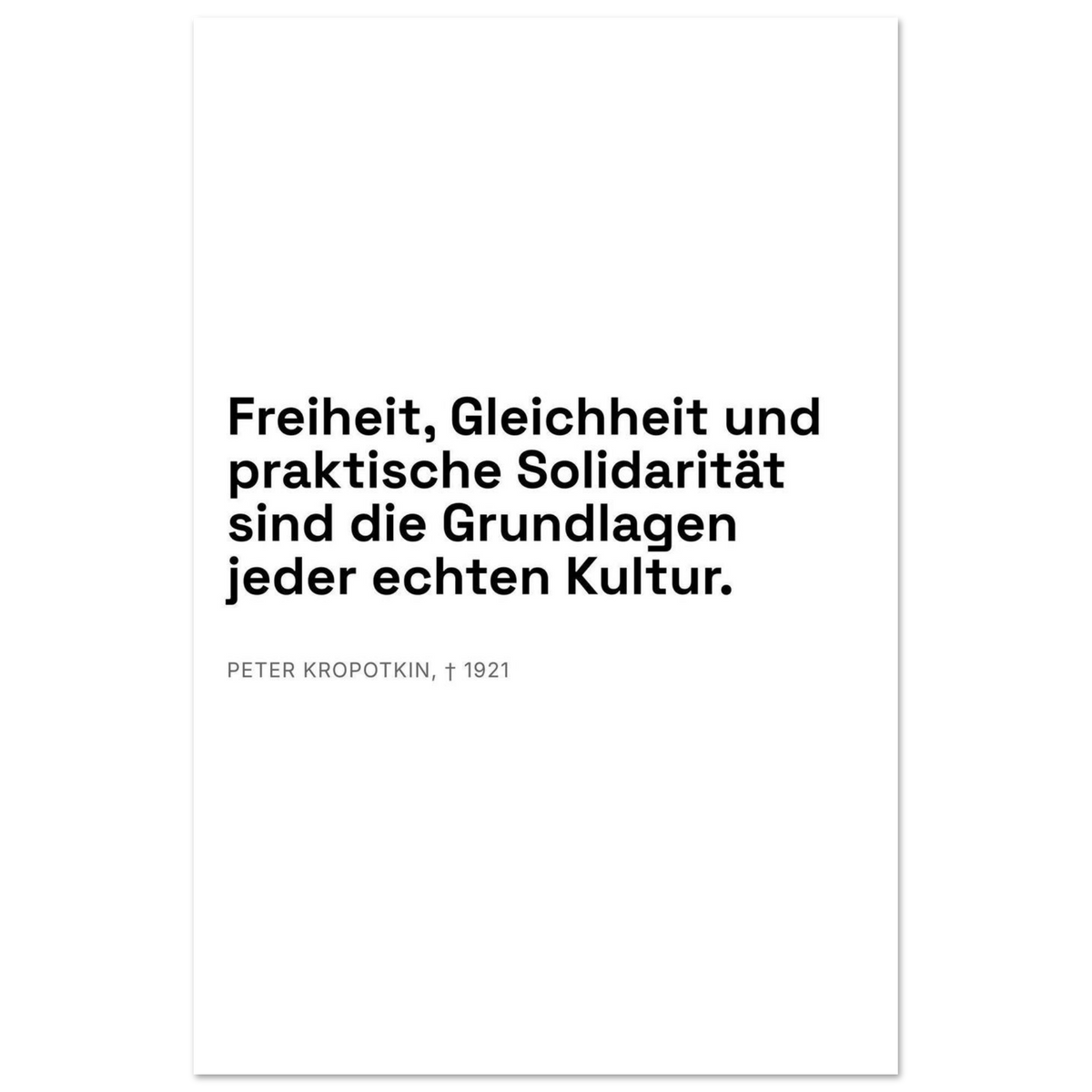 Kroponkins Dunkle Wege – Typografie auf Leinwand (Premium Poster auf mattem Papier) [Swiss-Weiß]