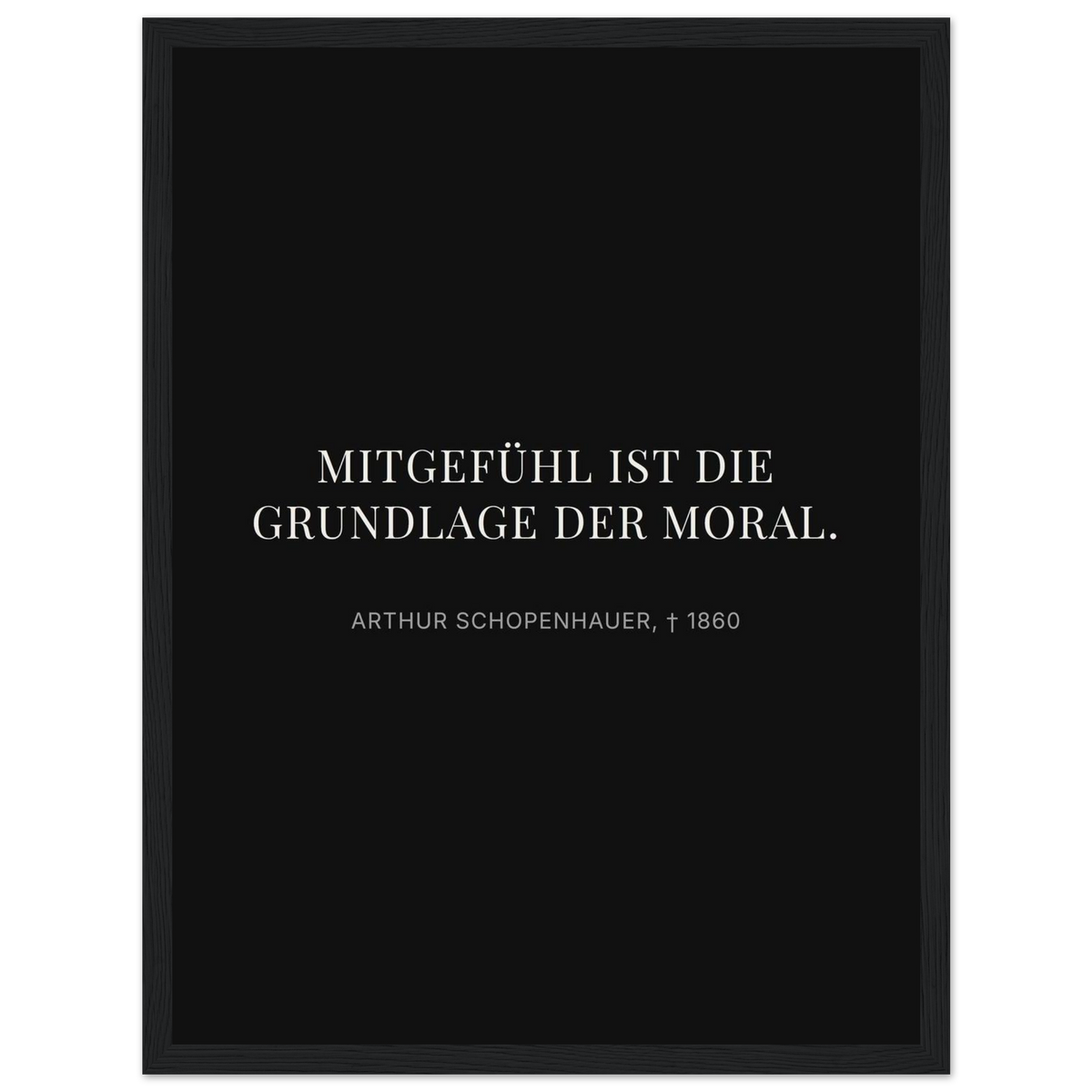 Schwarze Buchstaben auf cremeweißer Leinwand (Klassisches Poster mit Holzrahmen) [Display-Dunkel]