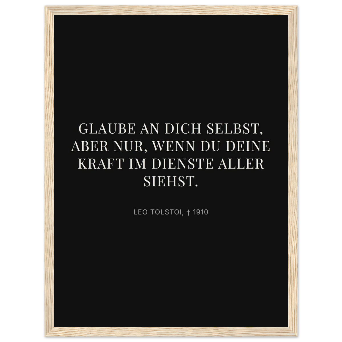 Leo Tolskis Glaube in Schweizer Weiss (Klassisches Poster mit Holzrahmen) [Display-Dunkel]