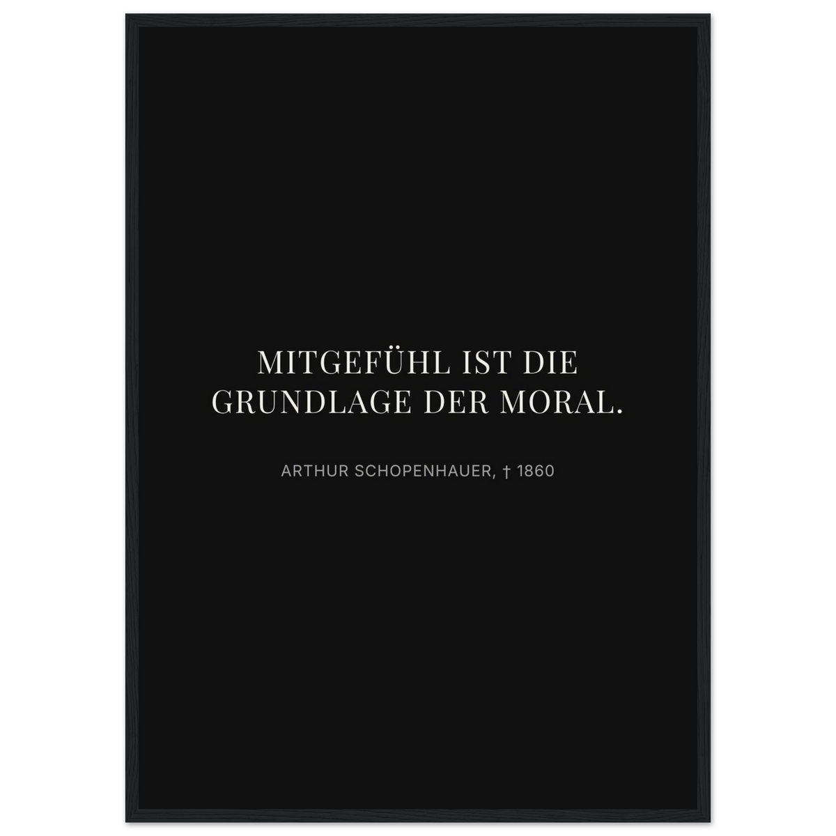 Schwarze Buchstaben auf cremeweißer Leinwand (Klassisches Poster mit Holzrahmen) [Display-Dunkel]