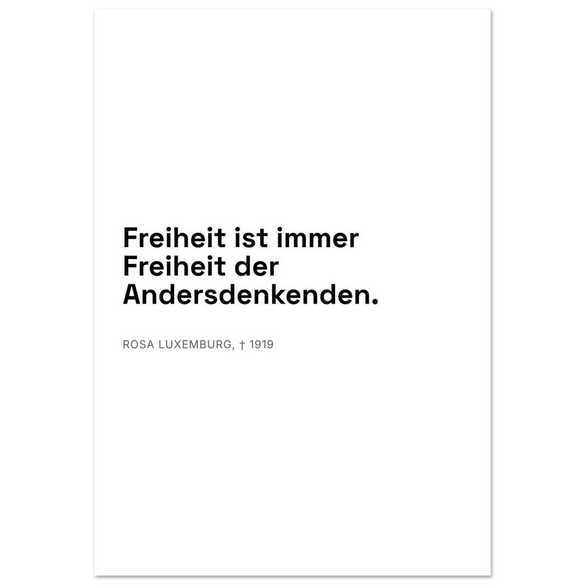 Rosa-Luxemburgs-Worte in Schweizer Weiss – Motiv 2 (Premium Poster auf mattem Papier)