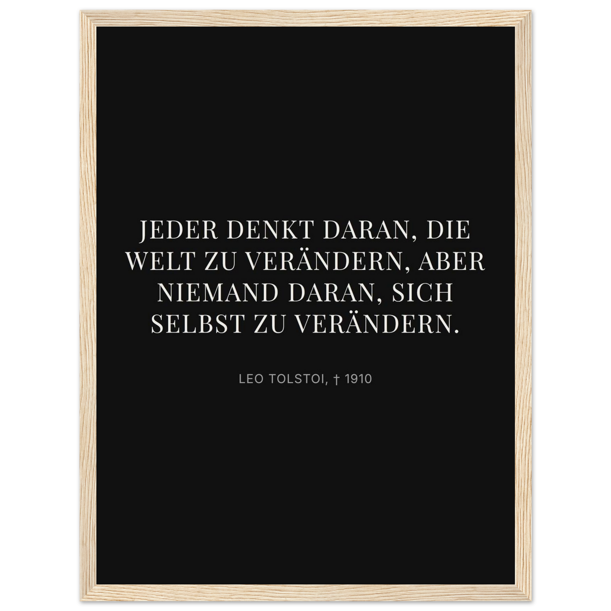 Leo Tolskis Selbstentdeckung in Dunkelschrift – Motiv 1 (Klassisches Poster mit Holzrahmen)