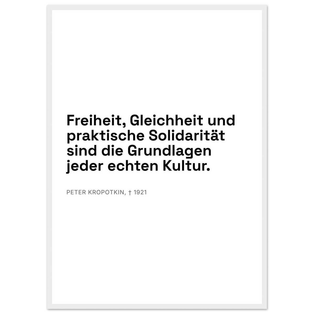 Kroponkins Dunkle Wege – Typografie auf Leinwand (Klassisches Poster mit Holzrahmen) [Swiss-Weiß]