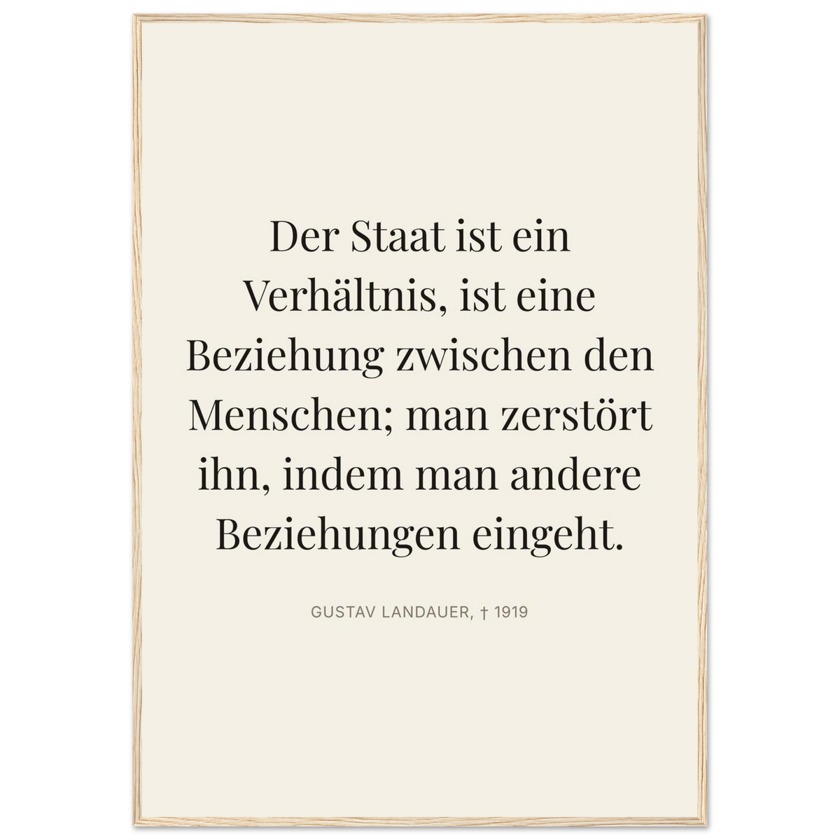 Gustavs Dunkle Wege – Typografie auf Leinwand (Klassisches Poster mit Holzrahmen) [Editorial-Beige]