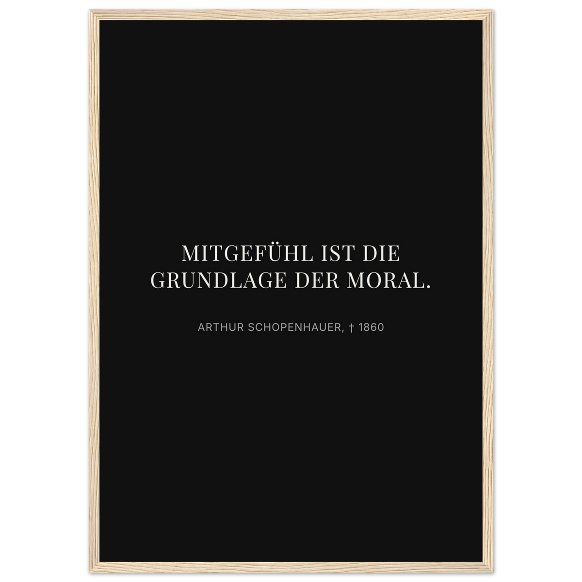 Schwarze Buchstaben auf cremeweißer Leinwand (Klassisches Poster mit Holzrahmen) [Display-Dunkel]
