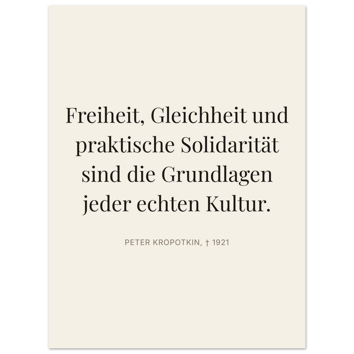 Kroponkins Dunkle Wege – Typografie auf Leinwand (Premium Poster auf mattem Papier) [Editorial-Beige]