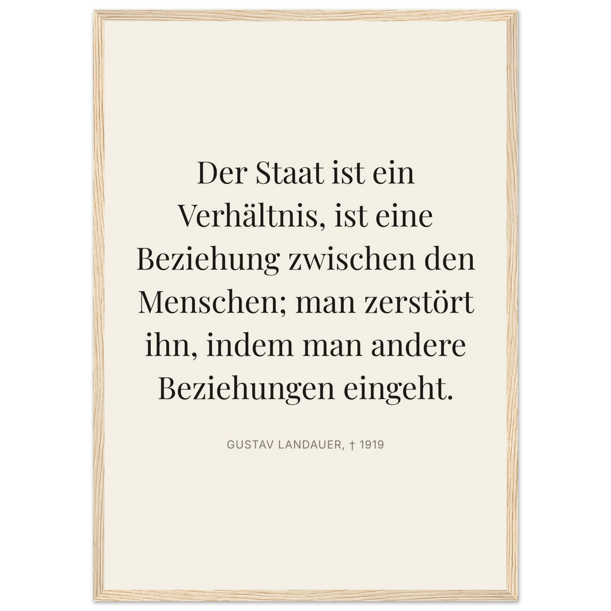 Gustavs Dunkle Wege – Typografie auf Leinwand (Klassisches Poster mit Holzrahmen) [Editorial-Beige]