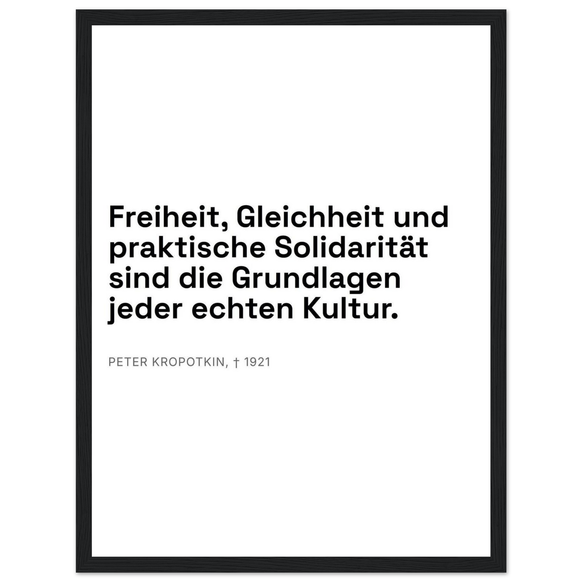 Kroponkins Dunkle Wege – Typografie auf Leinwand (Klassisches Poster mit Holzrahmen) [Swiss-Weiß]