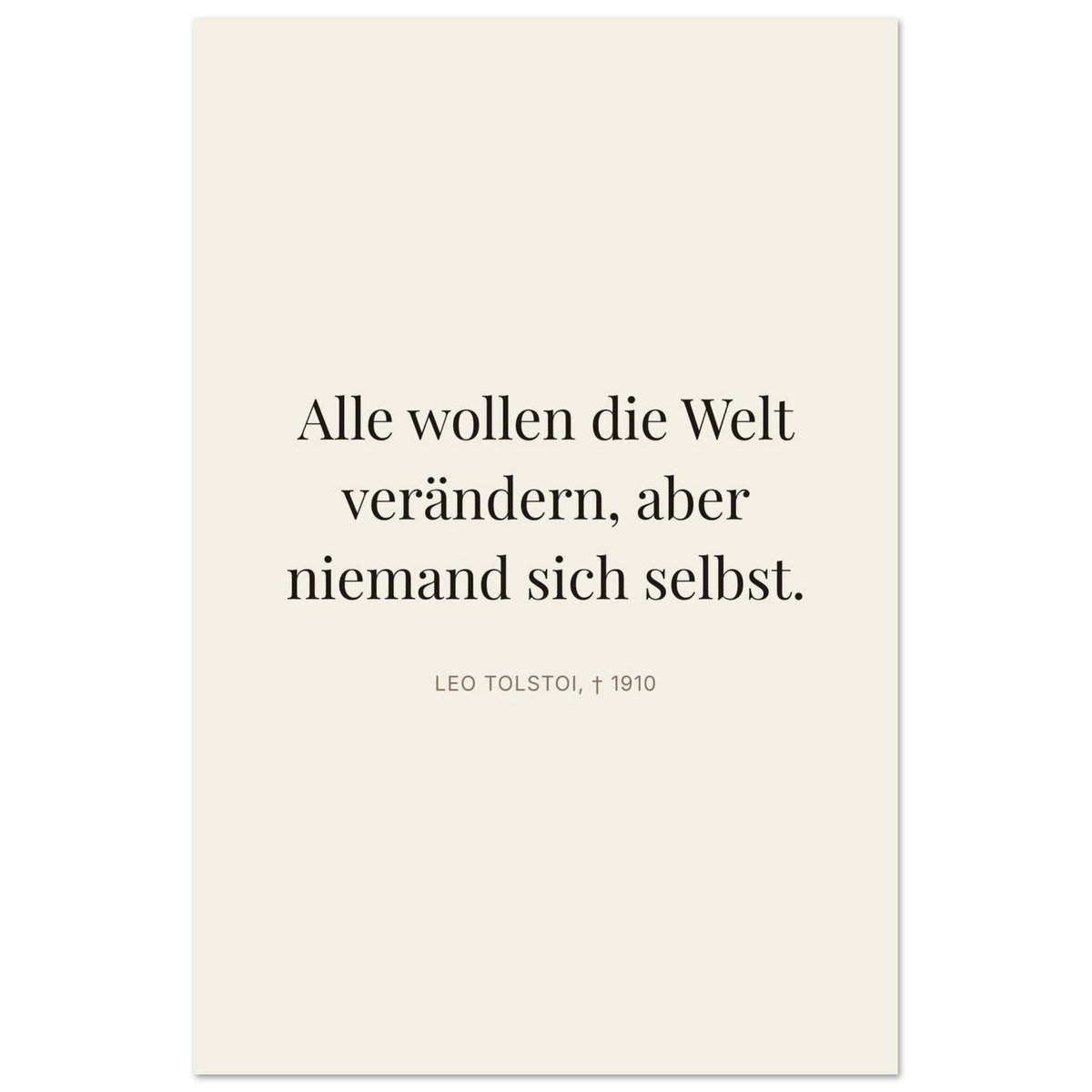 Leo Tolskis Selbstentdeckung in Dunkelschrift (Premium Poster auf mattem Papier) [Editorial-Beige]