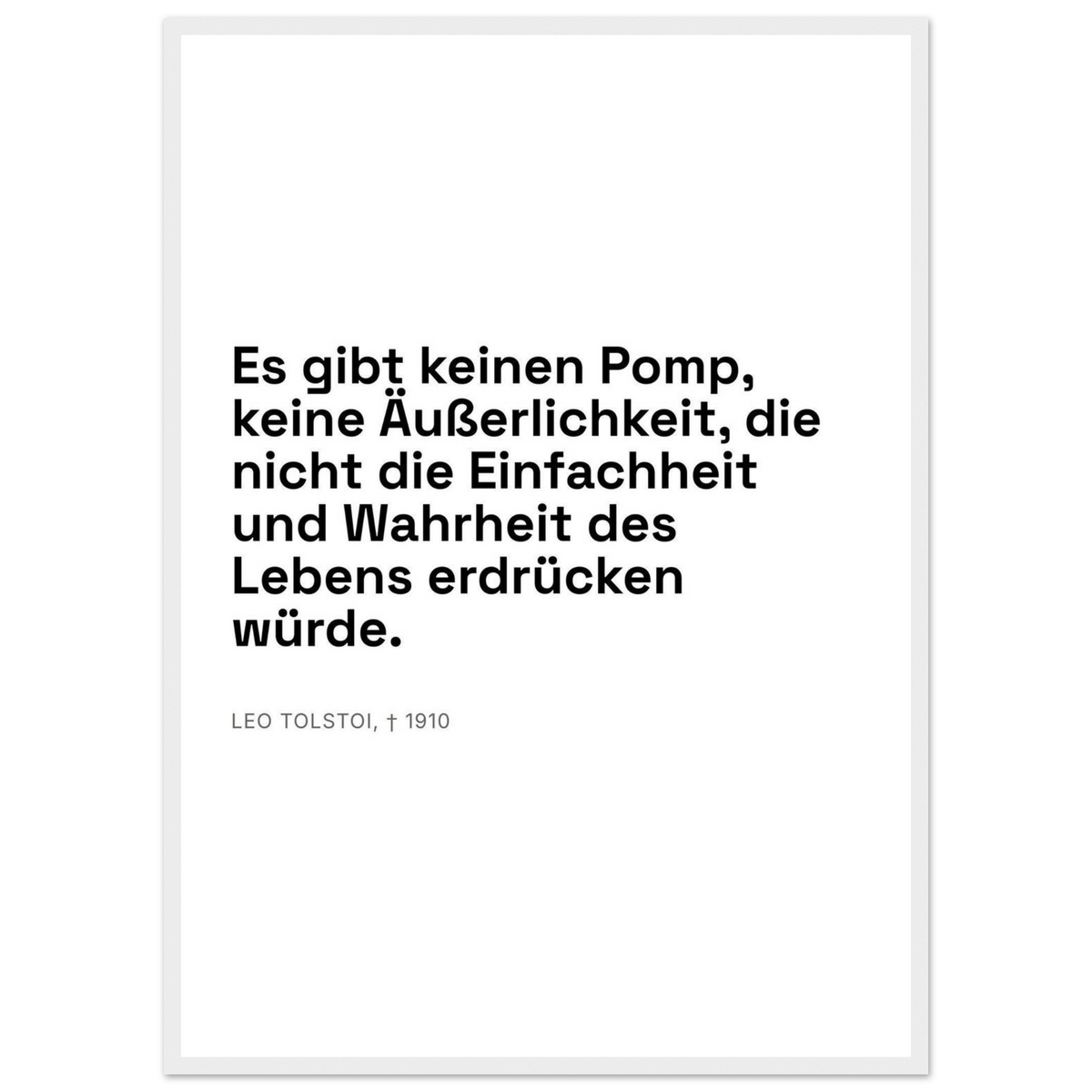 Leo Tolskis Glaube im Schweizer Weiss – Motiv 3 (Klassisches Poster mit Holzrahmen)
