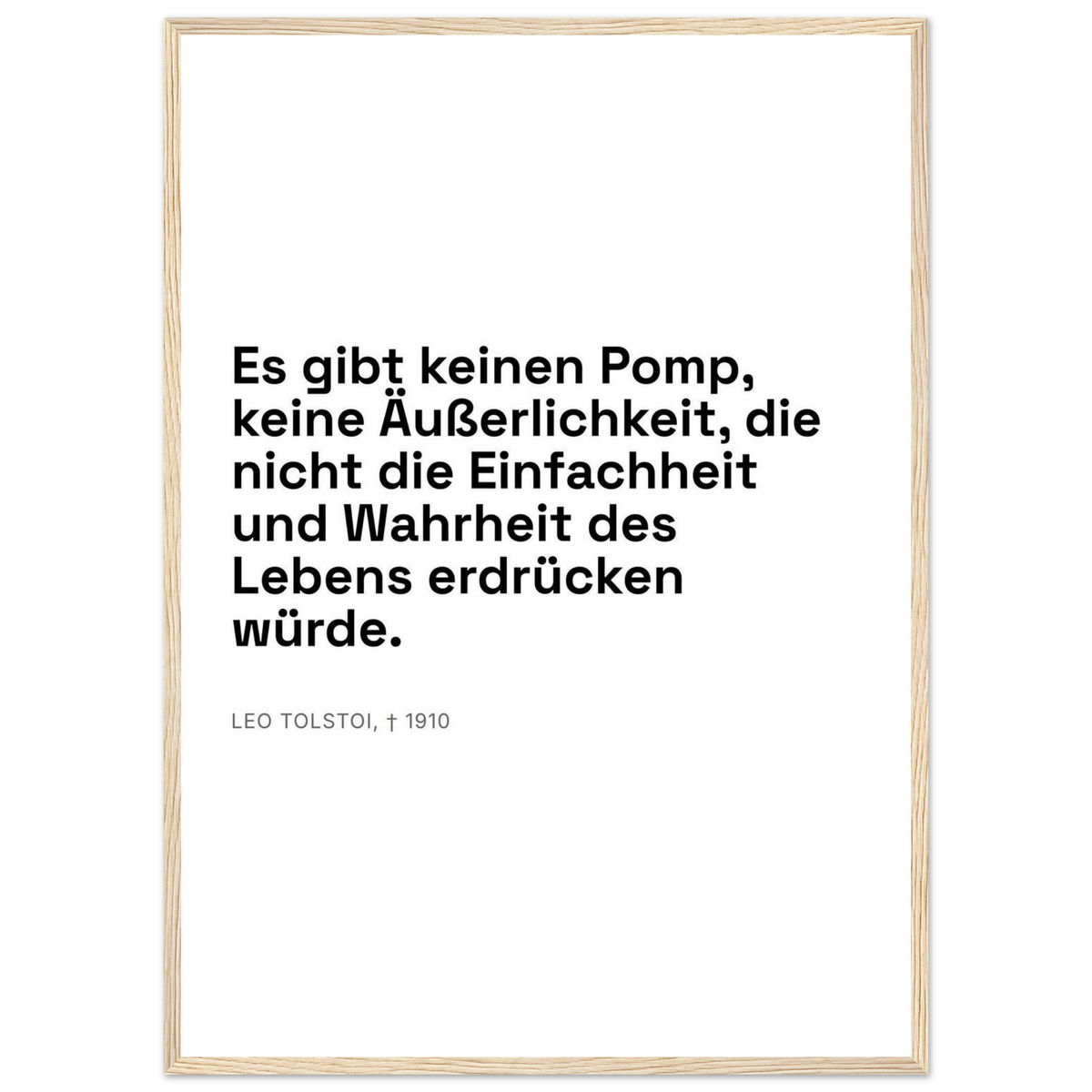 Leo Tolskis Glaube im Schweizer Weiss – Motiv 3 (Klassisches Poster mit Holzrahmen)
