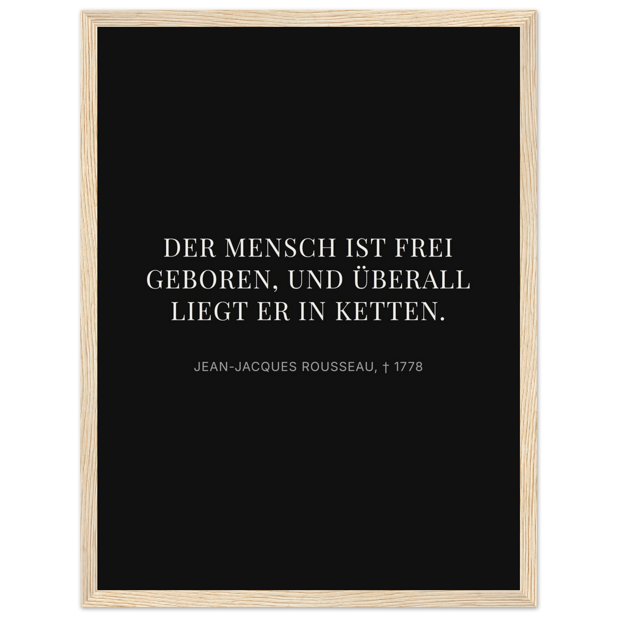 Freiheit im Dunkeln - Typografisches Zitat auf Leinwand (Klassisches Poster mit Holzrahmen)