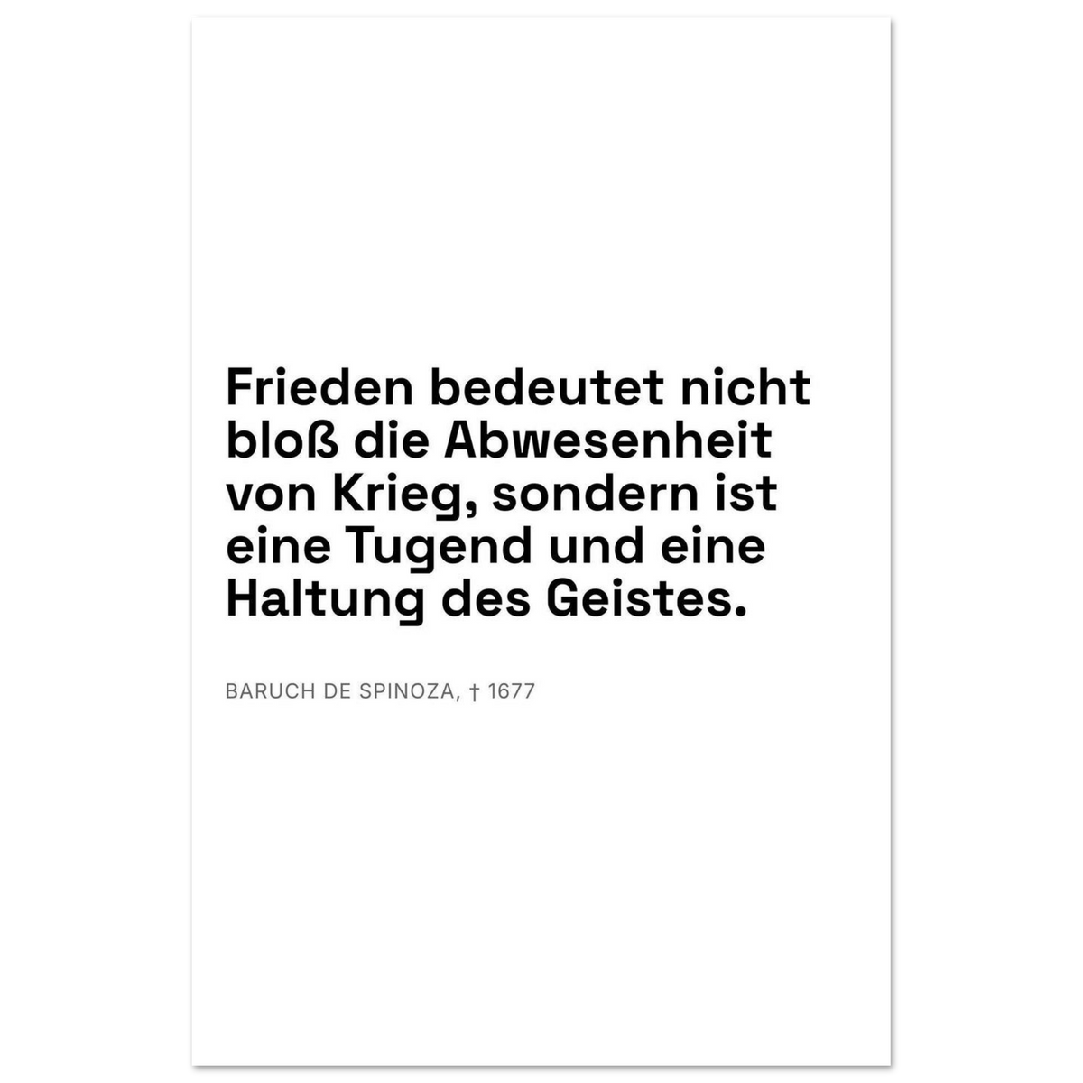 Spinozas Frieden auf Leinwand in Bauhaus-Stil (Premium Poster auf mattem Papier) [Swiss-Weiß]