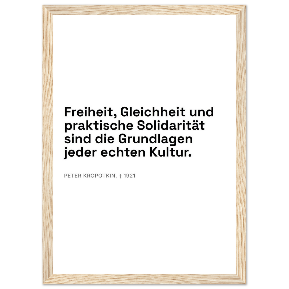 Kroponkins Dunkle Wege – Typografie auf Leinwand (Klassisches Poster mit Holzrahmen) [Swiss-Weiß]