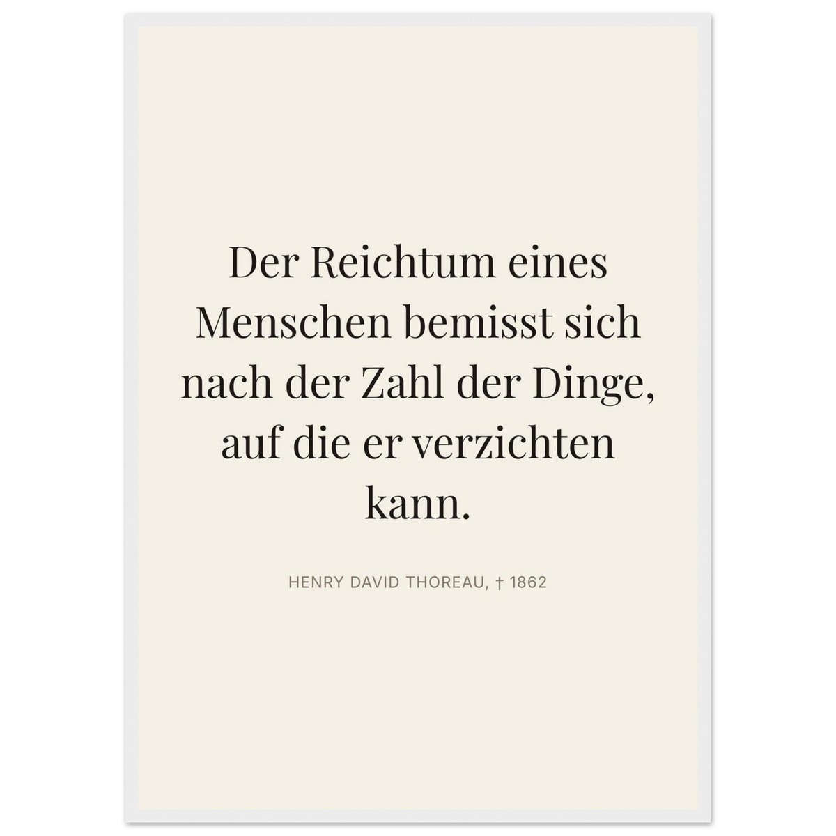 Thores Wege zum Reichtum - Typografisches Zitat in Bauhaus-Stil (Klassisches Poster mit Holzrahmen) [Editorial-Beige]