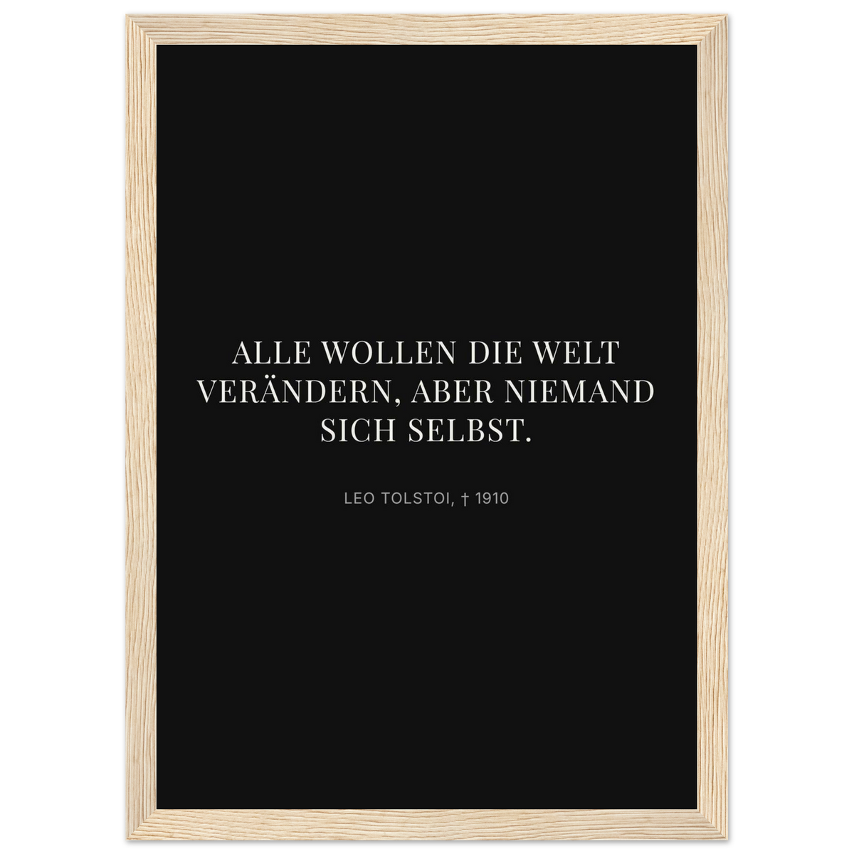 Leo Tolskis Selbstentdeckung in Dunkelschrift – Motiv 2 (Klassisches Poster mit Holzrahmen)