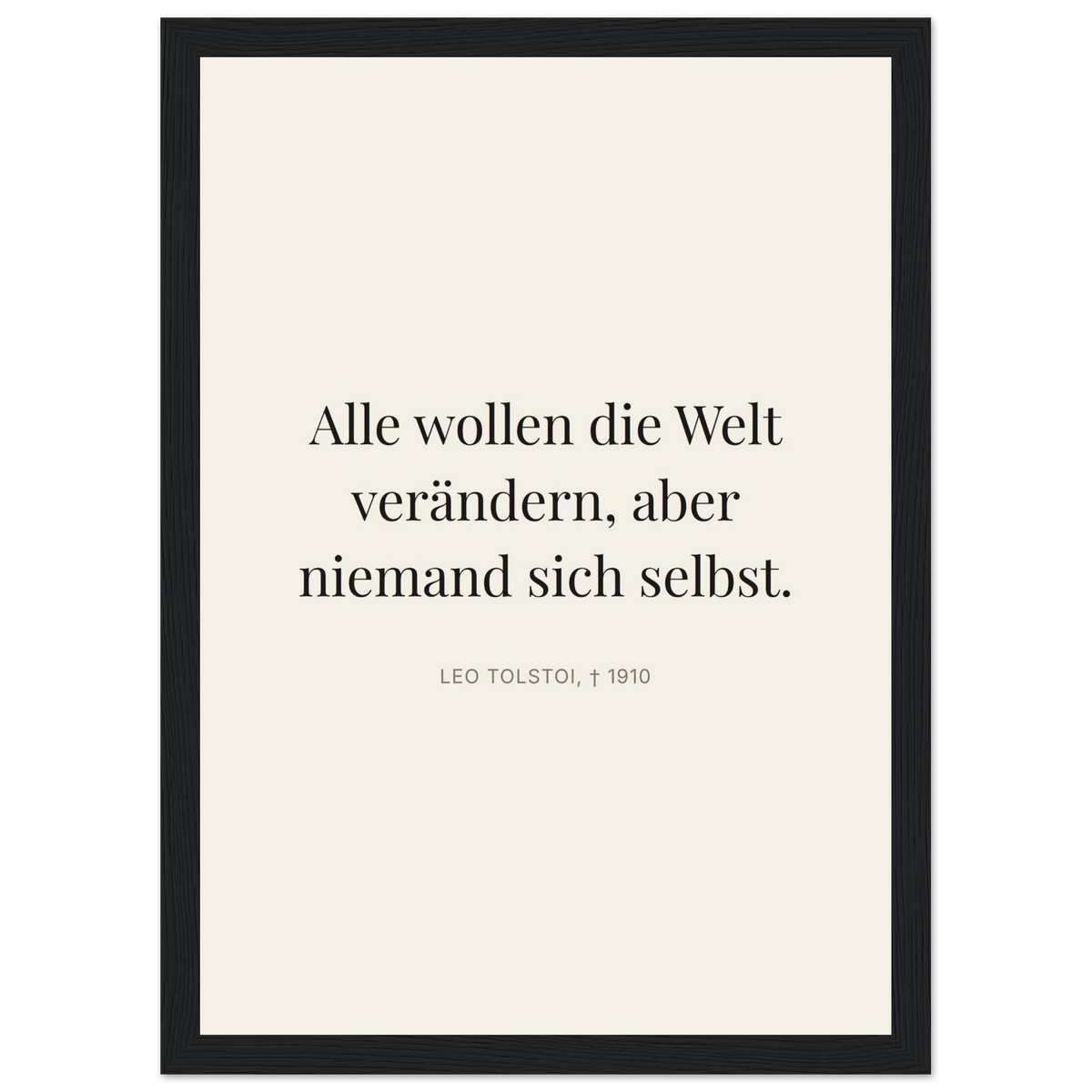 Leo Tolskis Selbstentdeckung in Dunkelschrift (Klassisches Poster mit Holzrahmen) [Editorial-Beige]