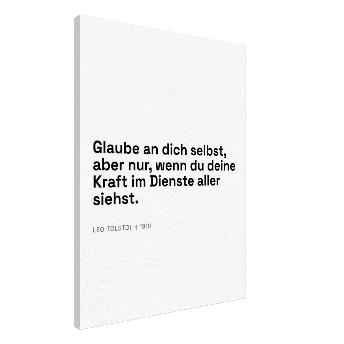 Leo Tolskis Glauben in Schweizer Weiss (Leinwand)