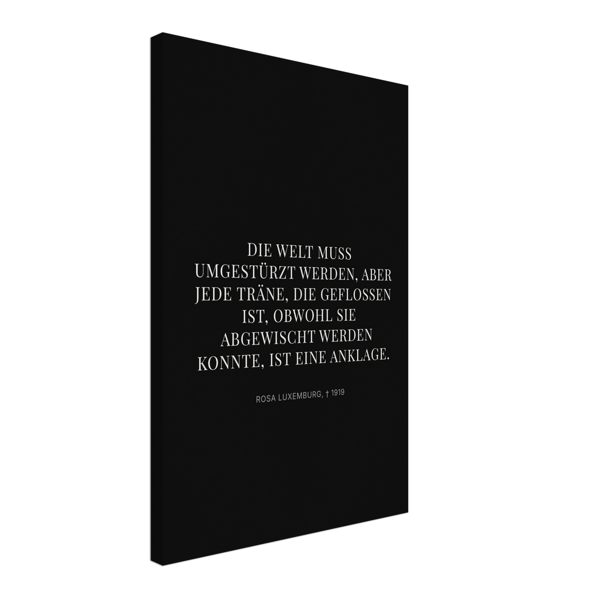 Rosa-Luxemburgs Dunkle Worte – Typografie auf Leinwand (Leinwand) [Display-Dunkel]