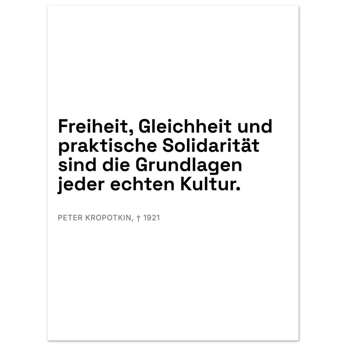 Kroponkins Dunkle Wege – Typografie auf Leinwand (Premium Poster auf mattem Papier) [Swiss-Weiß]